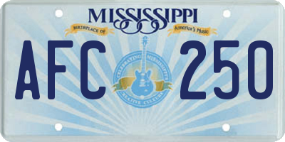 MS license plate AFC250