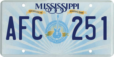 MS license plate AFC251