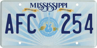 MS license plate AFC254
