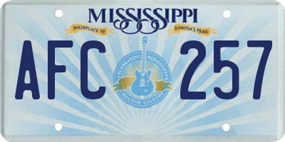 MS license plate AFC257