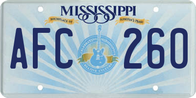 MS license plate AFC260
