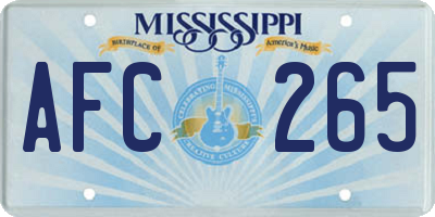 MS license plate AFC265