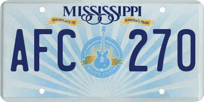 MS license plate AFC270
