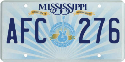 MS license plate AFC276