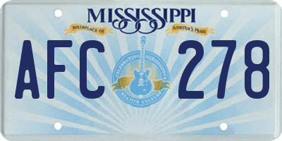 MS license plate AFC278