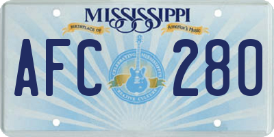 MS license plate AFC280