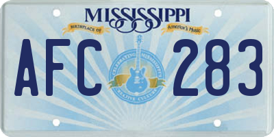 MS license plate AFC283