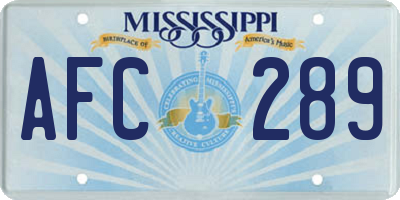 MS license plate AFC289