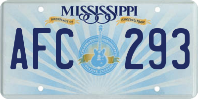 MS license plate AFC293