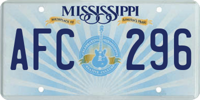 MS license plate AFC296