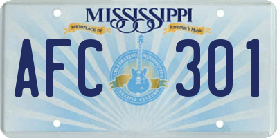 MS license plate AFC301