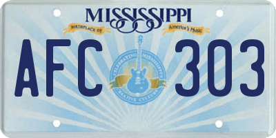 MS license plate AFC303