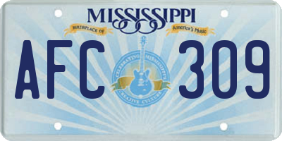 MS license plate AFC309