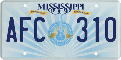 MS license plate AFC310