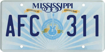 MS license plate AFC311