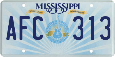 MS license plate AFC313
