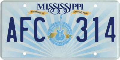 MS license plate AFC314