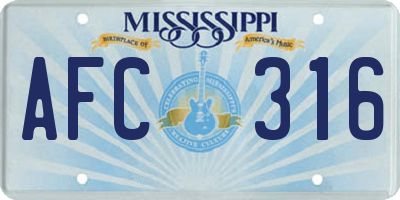 MS license plate AFC316