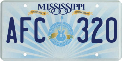 MS license plate AFC320