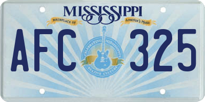 MS license plate AFC325