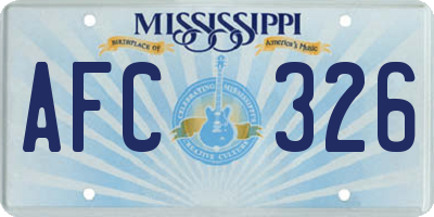 MS license plate AFC326