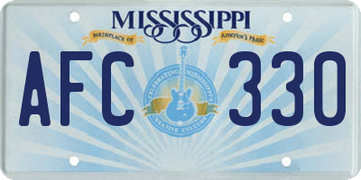 MS license plate AFC330