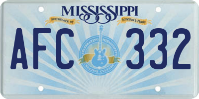 MS license plate AFC332
