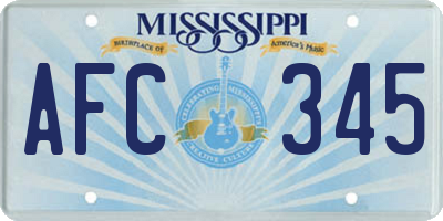 MS license plate AFC345
