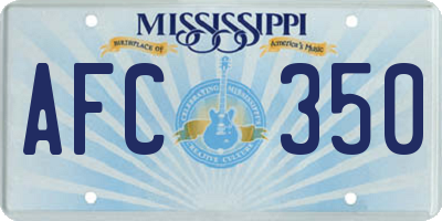 MS license plate AFC350