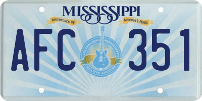 MS license plate AFC351