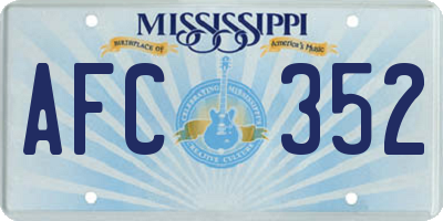 MS license plate AFC352