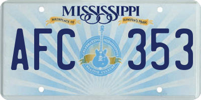 MS license plate AFC353