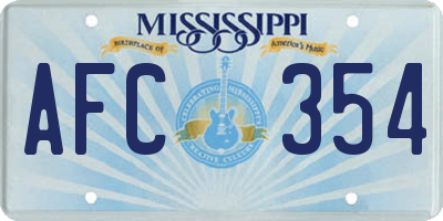 MS license plate AFC354