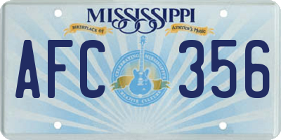MS license plate AFC356