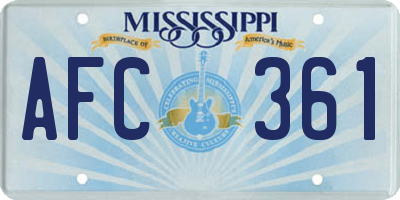 MS license plate AFC361