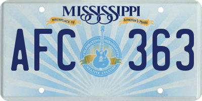 MS license plate AFC363