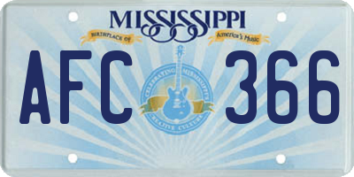 MS license plate AFC366