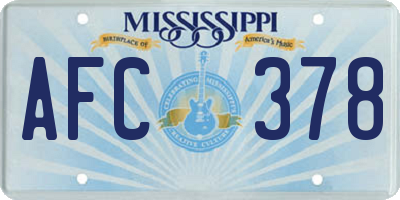 MS license plate AFC378