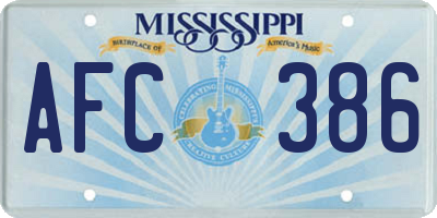 MS license plate AFC386