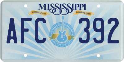 MS license plate AFC392