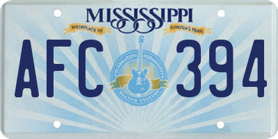 MS license plate AFC394
