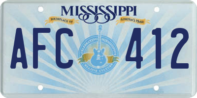 MS license plate AFC412