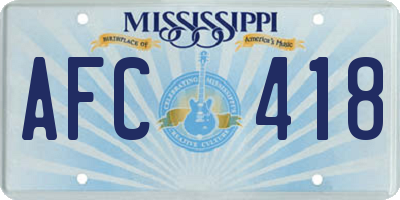 MS license plate AFC418