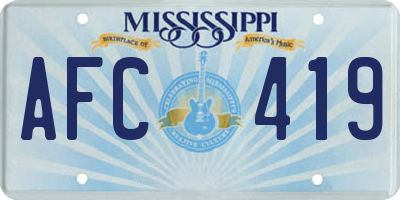 MS license plate AFC419