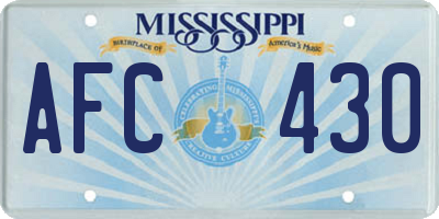 MS license plate AFC430