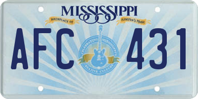 MS license plate AFC431