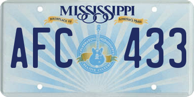 MS license plate AFC433