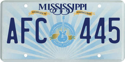MS license plate AFC445