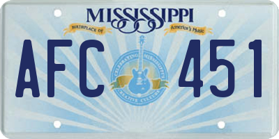 MS license plate AFC451