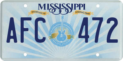 MS license plate AFC472